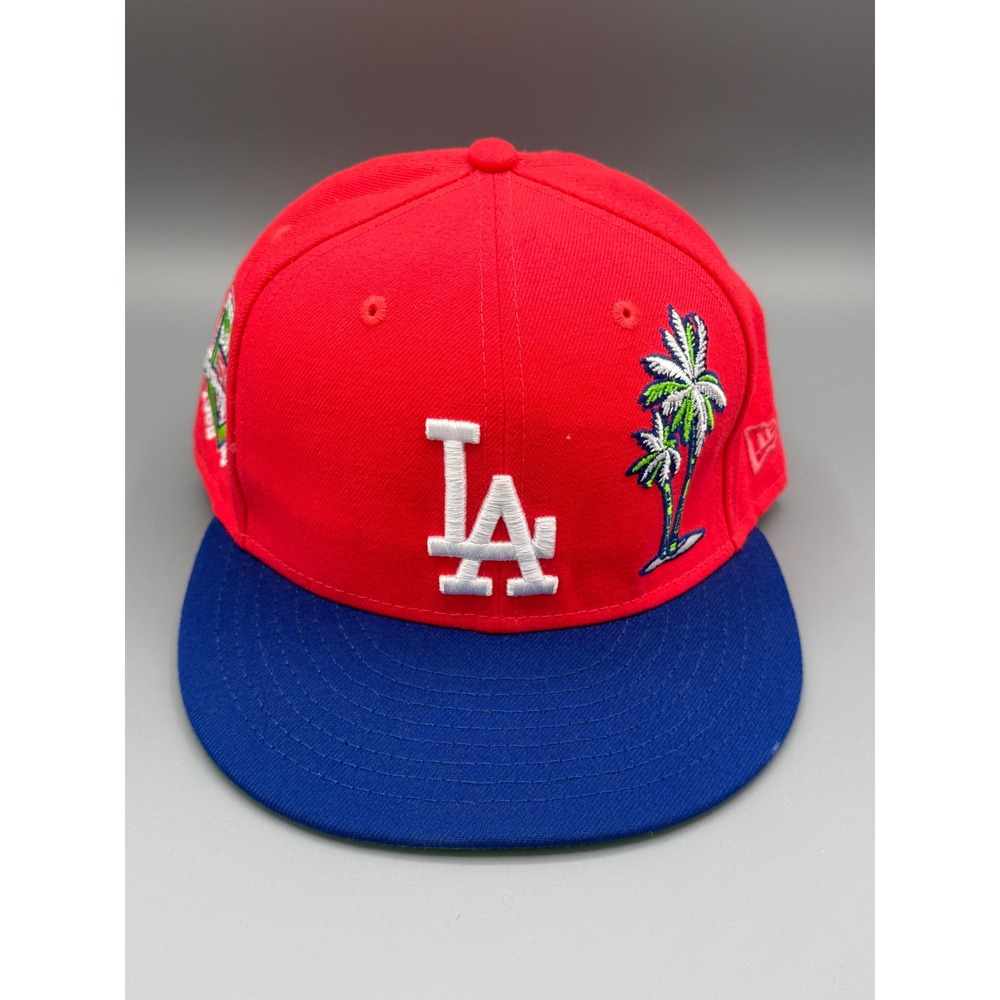 New Era 59FIFTY Los Angeles Dodgers Hat Red Blue 50th Anniversary 7 5/8 Fitted